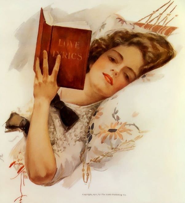 перед сном - картина, девушка, книга, ретро, портрет - оригинал