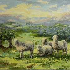 Оригинал схемы вышивки «Пейзаж с овцами» (№309184)