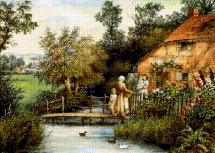 Сельский пейзаж. - село, домики, сельский пейзаж - предпросмотр