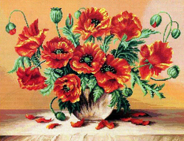 Маки в вазе - оригинал