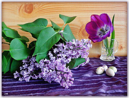 весенний натюриорт - сирень, тюльпаны, натюриорт, цветы - оригинал