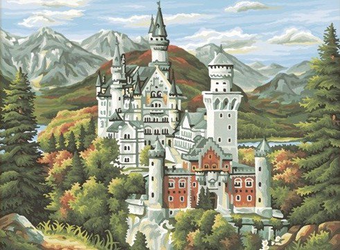 Замок - замок, пейзаж, картина - оригинал