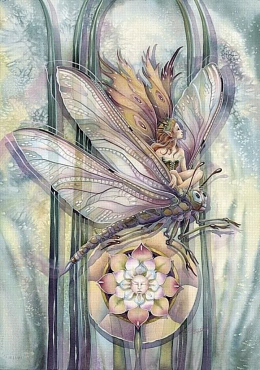 Полёт на стрекозе - эльфы, фэнтази - оригинал