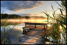 утро на озере - природа, озеро, утро, пейзаж - оригинал