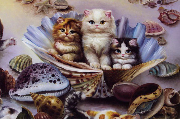 кошечки 4 - животные, кошки, картины - оригинал
