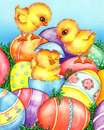 Пасхальные цыплята - пасха, писанки, цыплята - оригинал