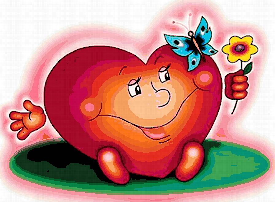 Диптих  "Он и Она" - цветок, сердце, бабочка - предпросмотр