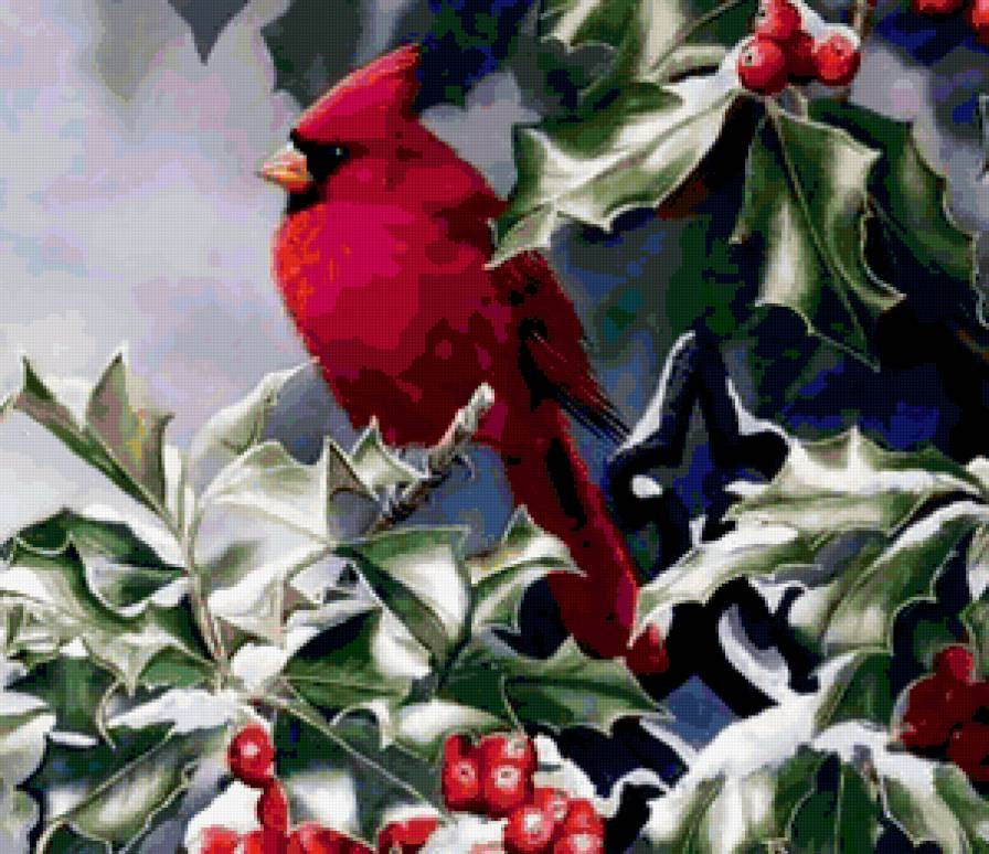 Красношейка - птичья бесседа, птички, на ветке - предпросмотр