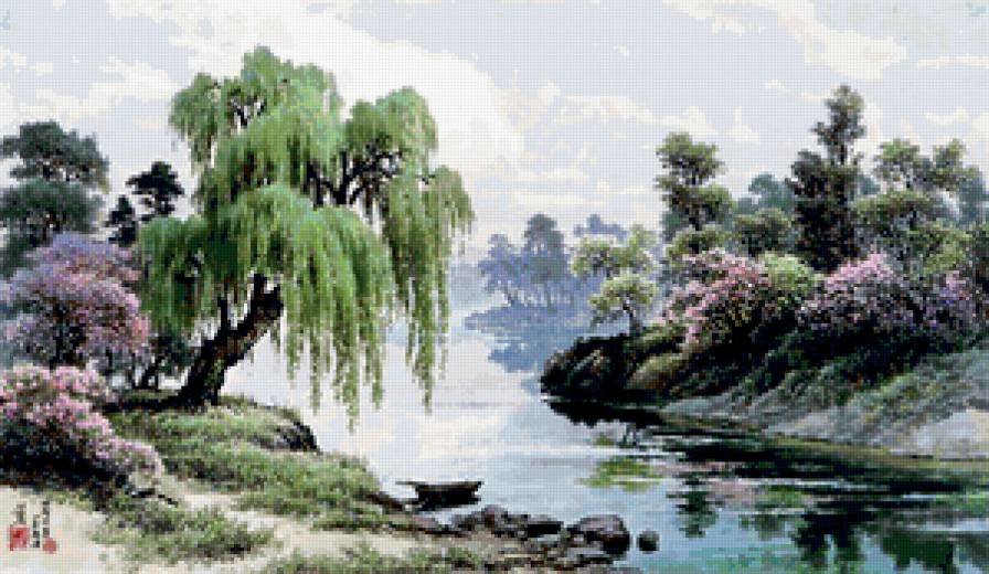 Китайская живопись - живопись, картина, восток, пейзаж - предпросмотр