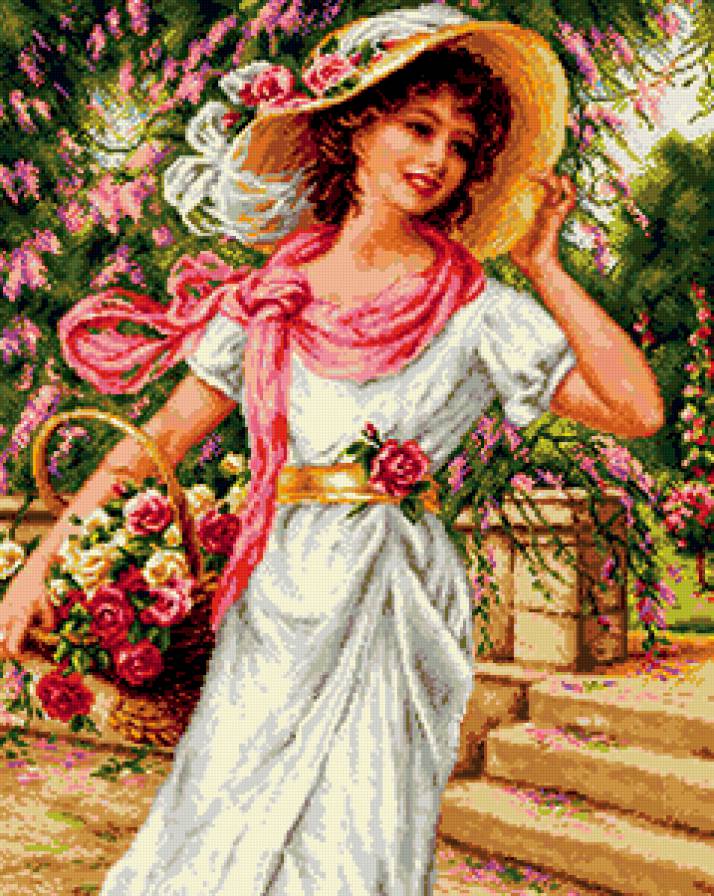 Диптих  "Женское настроение" - розы, прогулка, женщина-загадка, женщина - предпросмотр