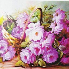 Схема вышивки «корзинка с весенними цветами»