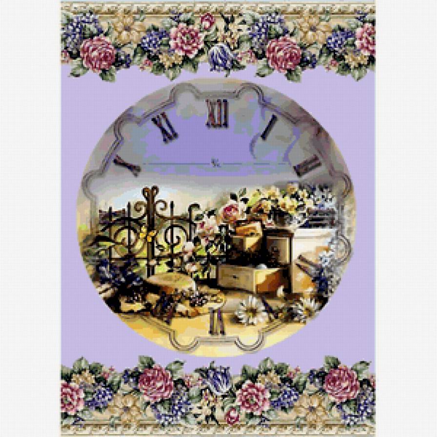 часы - узоры, цветы, часы - предпросмотр
