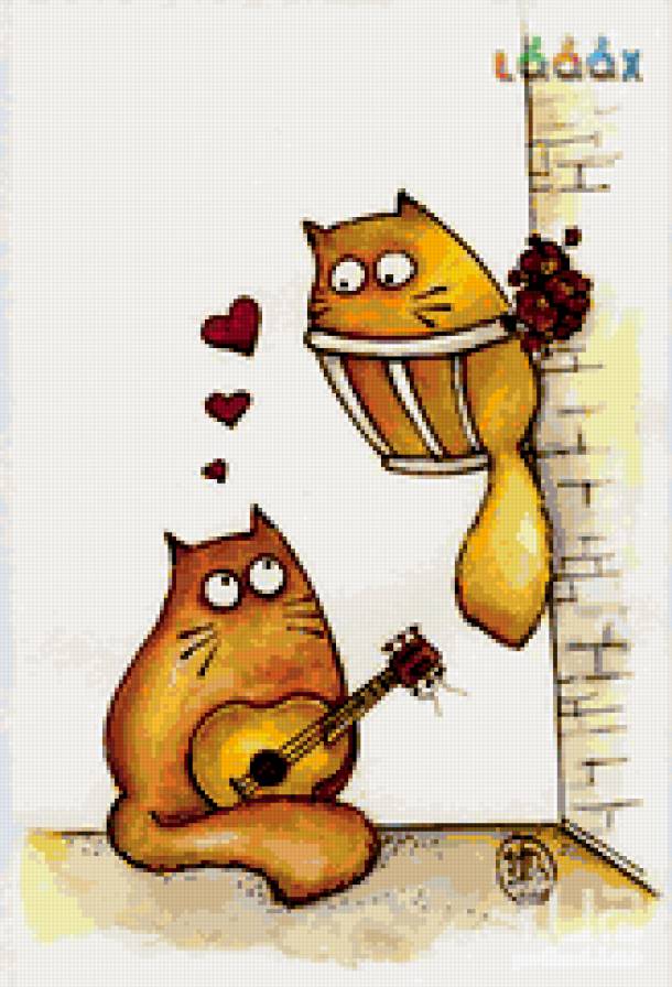 Серенада - гитара, любовь, пара, коты - предпросмотр