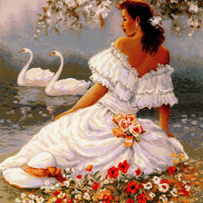 Оригинал схемы вышивки «Девушка в белом платье» (№312287)