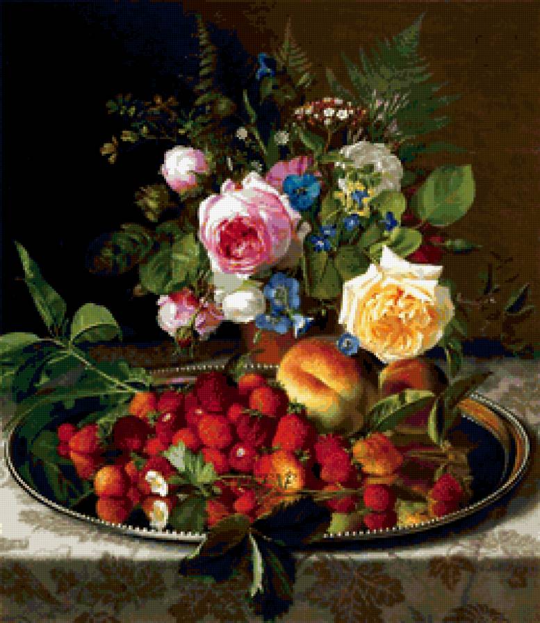 Лесная земляника - натюрморт, цветы, ягоды, букет - предпросмотр