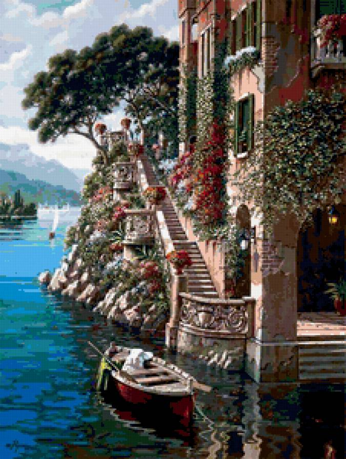 Городской пейзаж - река, архитектура, цветы, известные города - предпросмотр