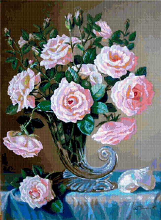 розы в хрустале - розы, картина, хрусталь - предпросмотр