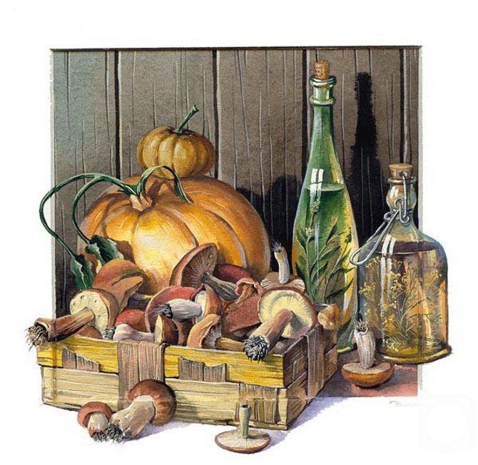 Натюрморт с фруктами, овощами - натюрморт - оригинал