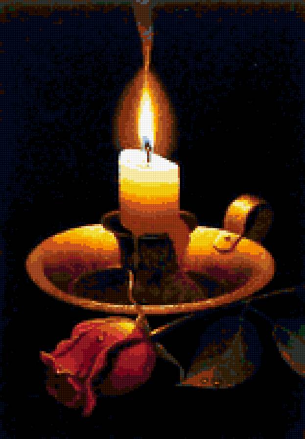 Свеча - натюрморт, свеча, роза - предпросмотр