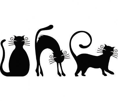 Три кота - черно-белая, кот, тройка, кошка - оригинал