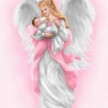 Оригинал схемы вышивки «Ангел с ребенком» (№313504)