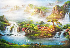 Оригинал схемы вышивки «остров среди водопадов» (№313825)