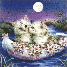 Оригинал схемы вышивки «два котенка в лодке» (№313855)