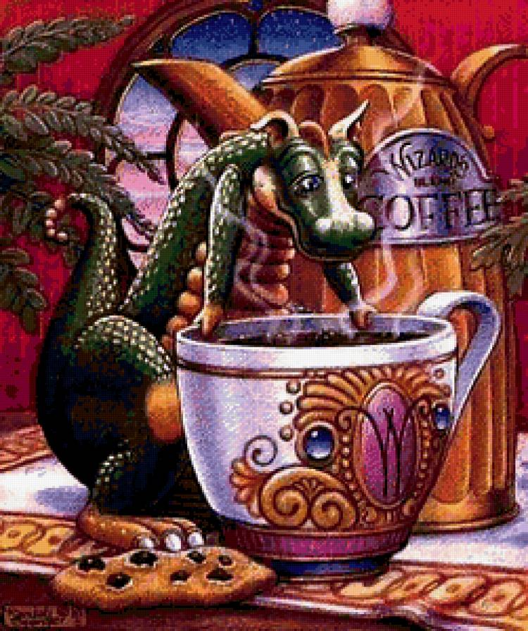 приятного кофепития - кофе, дракончик, кухня - предпросмотр