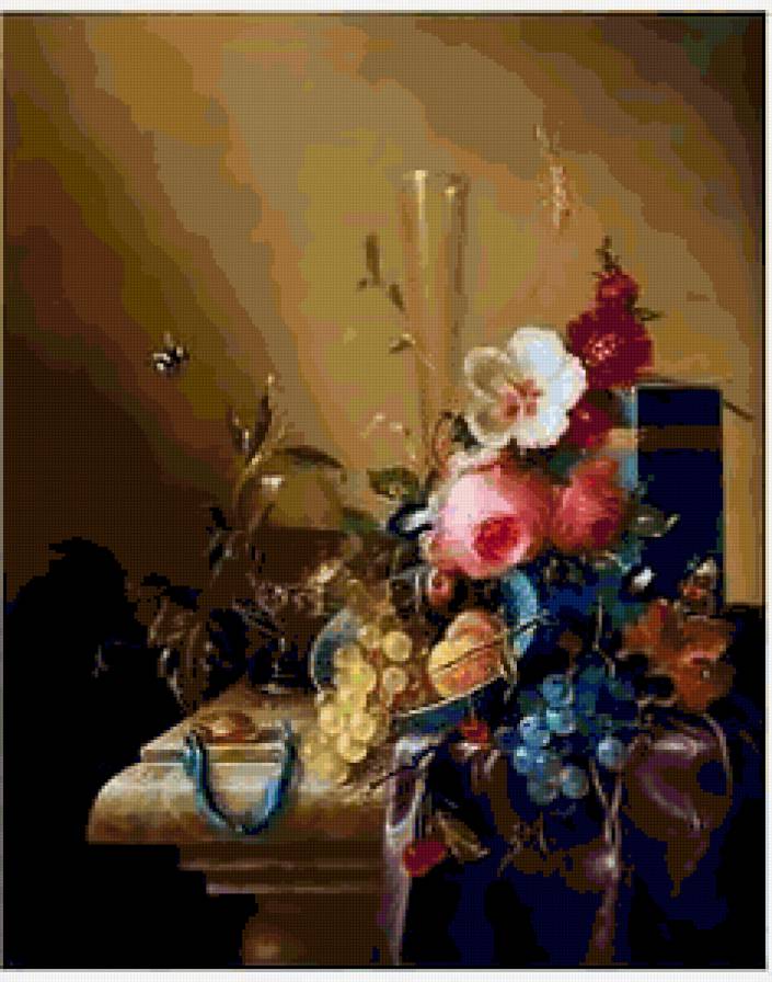 №313897 - виноград, фрукты, бабочки, натюрморт, розы, цветы - предпросмотр