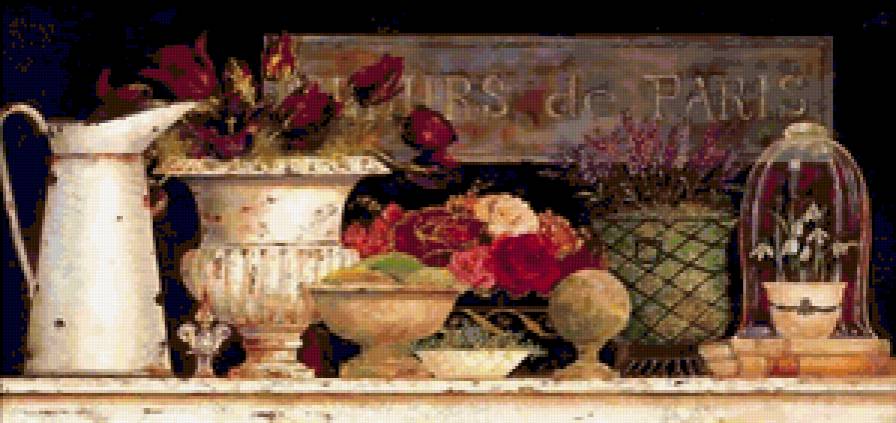 №313913 - розы, тюльпаны, париж, цветы, вазы, натюрморт - предпросмотр