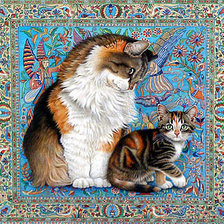 Оригинал схемы вышивки «кошка и котенок» (№313918)