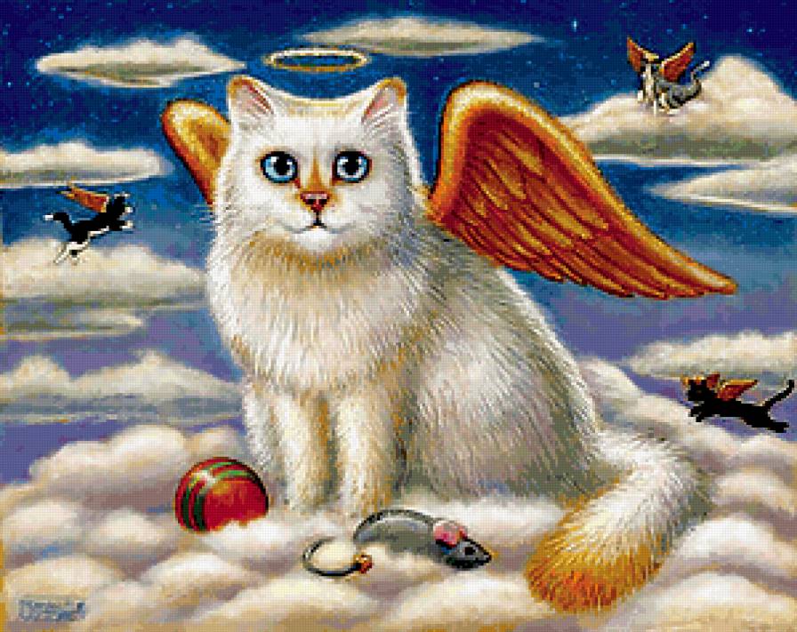 кот с золотыми крыльями - кот, ангел - предпросмотр