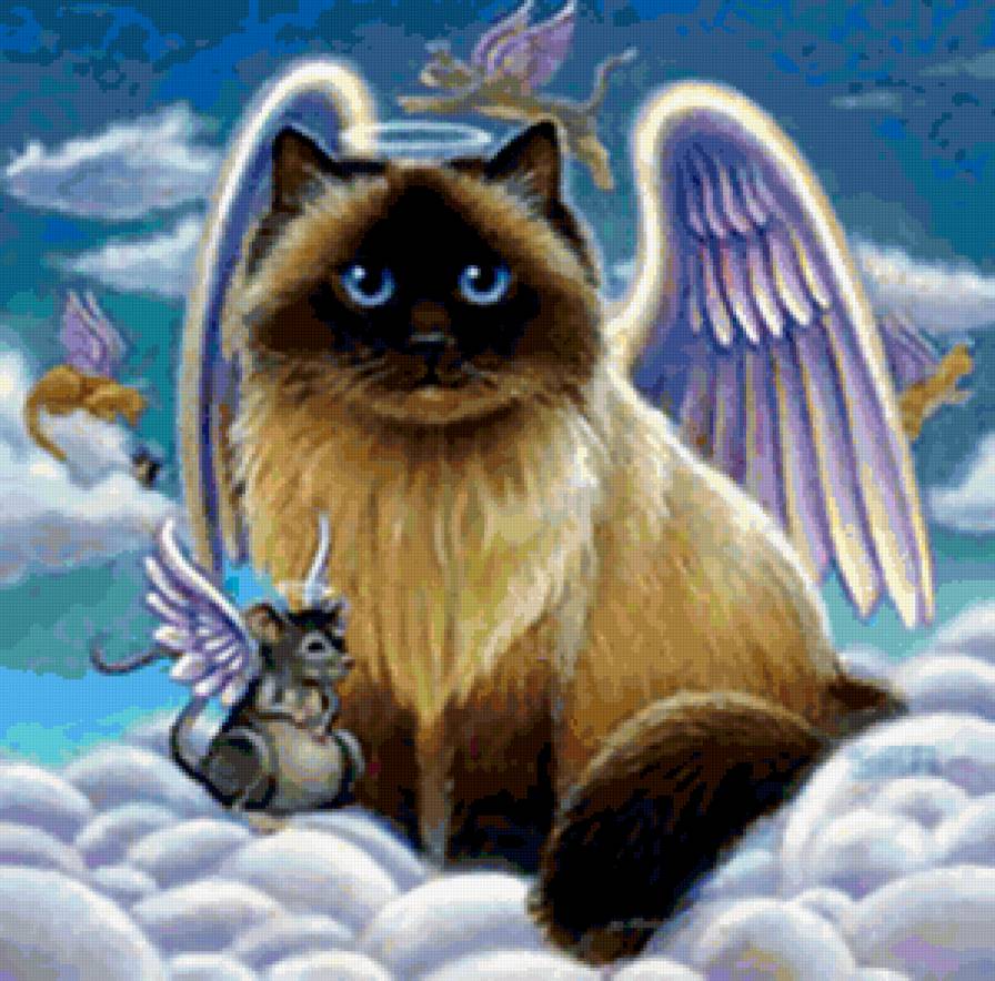 кот и мышь ангелы - кот, ангел, мышь - предпросмотр