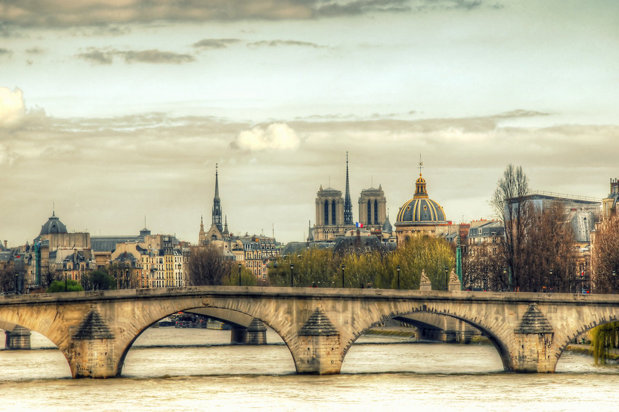 Вид на Сите с моста Моста Исскуств - иль де ля сите, понт дез а, париж, понт ар, нотр-дам, франция - оригинал