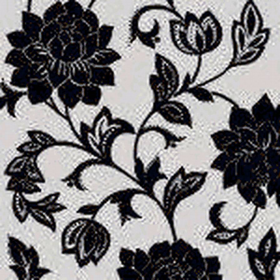 Идея для подушки - узор, черные цветы, цветы, орнамент - предпросмотр