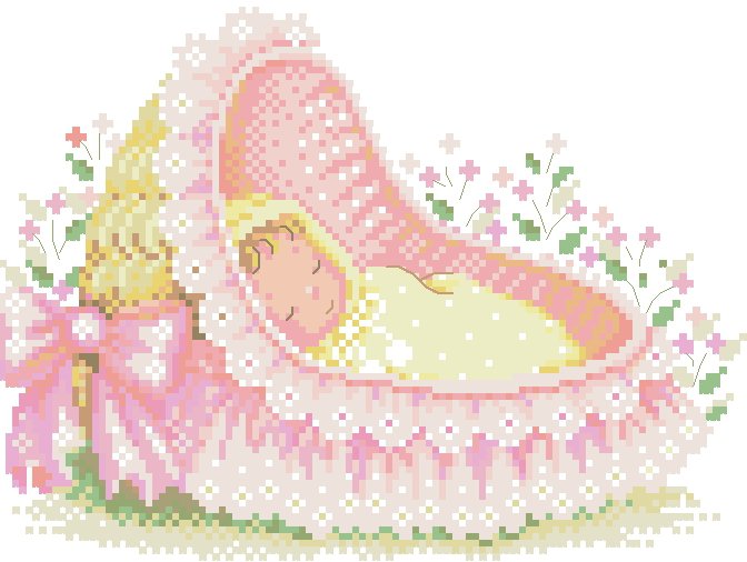 Кроха в корзинке - девочка, ребенок, малыш, розовый, корзинка - оригинал