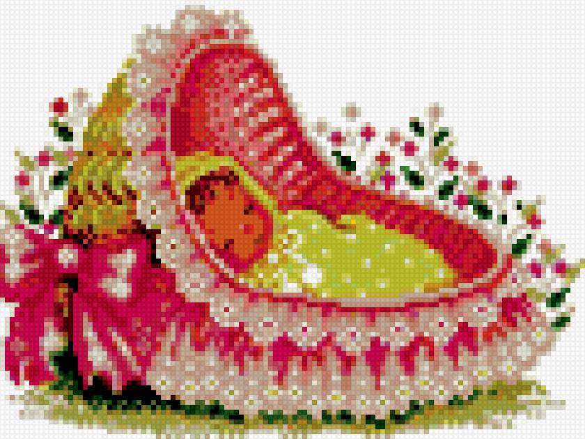 Кроха в корзинке - розовый, малыш, корзинка, девочка, ребенок - предпросмотр