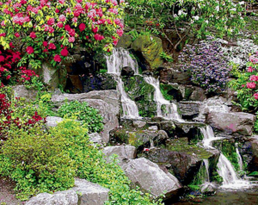 Водопад - водопад, парк, цветы - предпросмотр