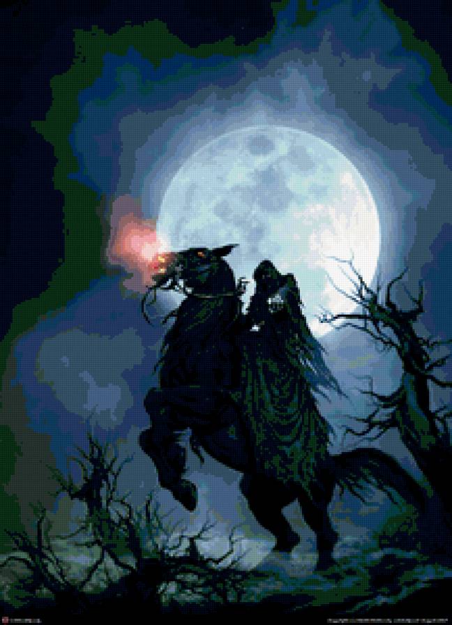 Призрачный всадник - скелет, мистика, лошадь - предпросмотр