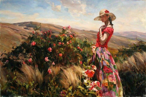 №314401 - подушка, картина, девушка, природа - оригинал