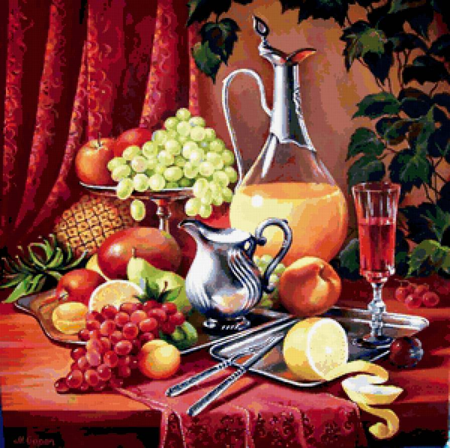 натюрморт - фрукты, виноград - предпросмотр