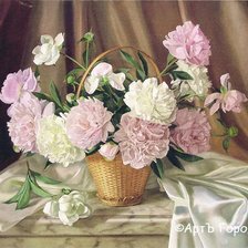 Схема вышивки «Пионы в корзине»