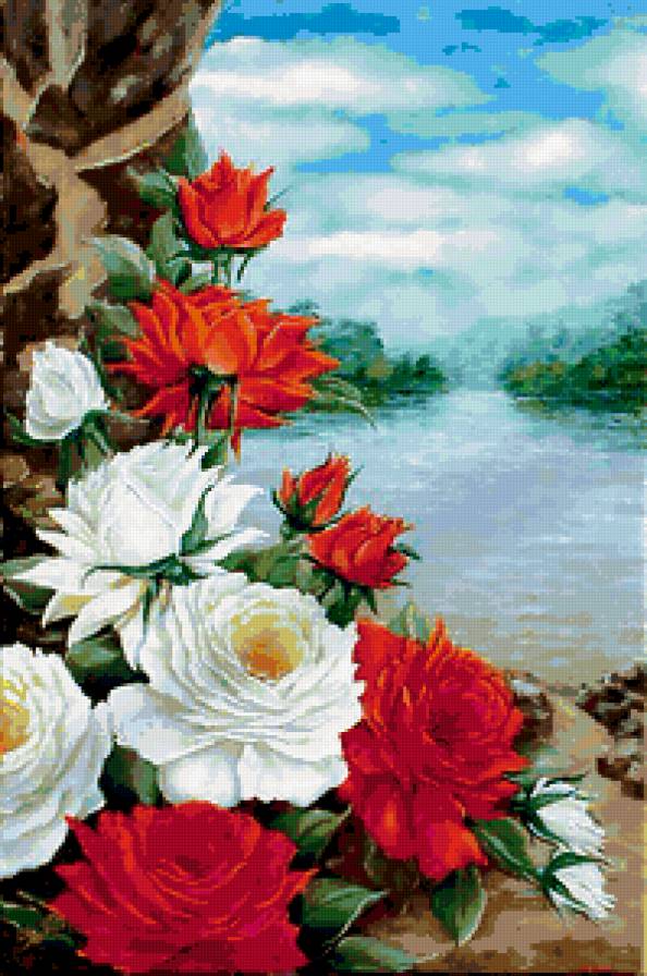 летний пейзаж - цветы, лето, природа - предпросмотр