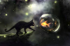 Схема вышивки «котик и рыбка»