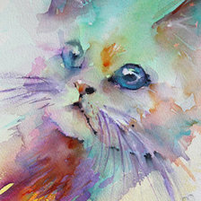 Схема вышивки «акварельный кот»