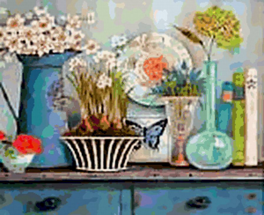 №315014 - цветы, вазы, нарциссы, натюрморт - предпросмотр