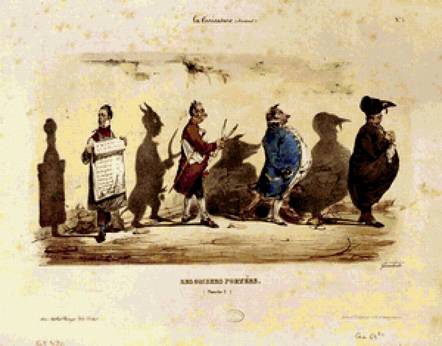 Жан Гранвиль. - звери, миниатюры, карикатура, люди - предпросмотр