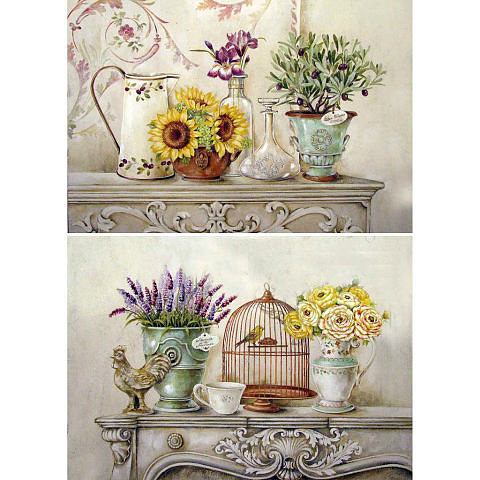 №315152 - цветы, лаванда, олива, вазы, натюрморт, диптих, подсолнухи - оригинал