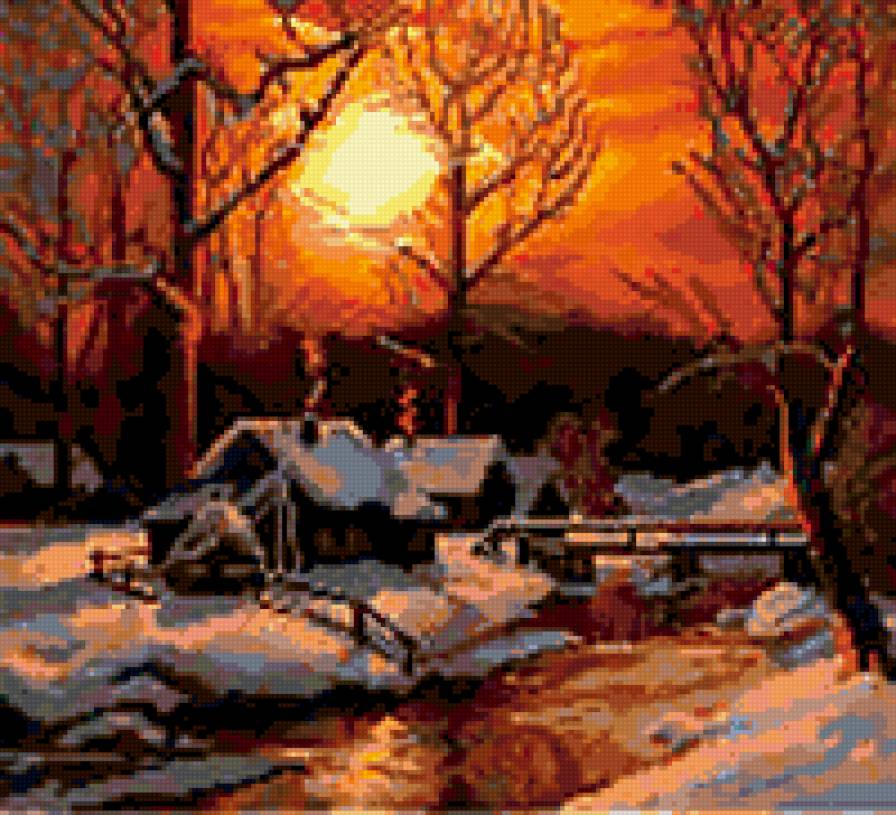 закат в деревне - предпросмотр