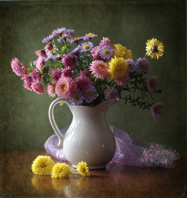 №315832 - цветы, фрукты, букет, натюрморт - оригинал